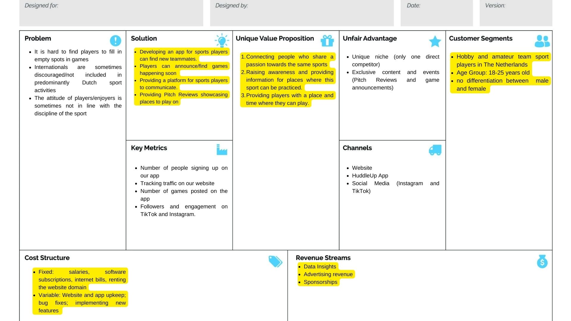 complete version of lean canvas
